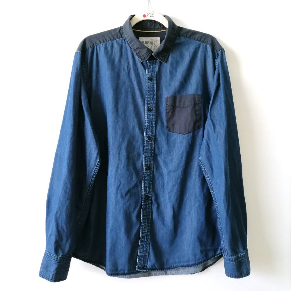 Jeanswest Indigo Originals Mens Blue Classic Fit Button Up Denim Shirt Size L